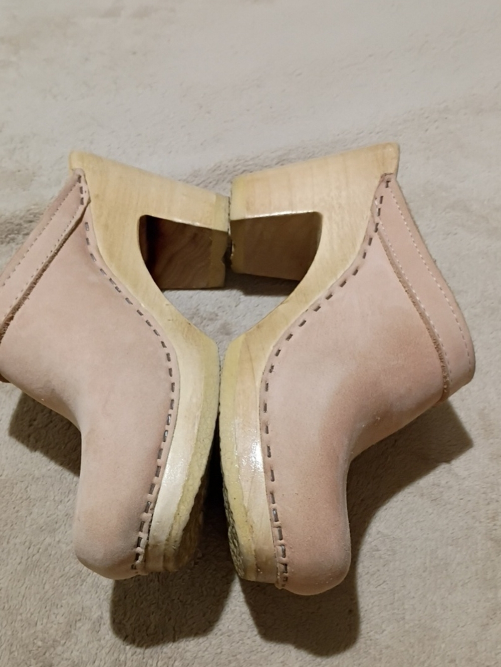 No. 6 Tan Leather Clog Mules with Wood Heel - Picture 4 of 9